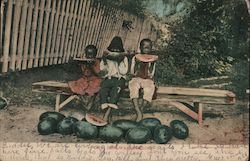 African American Kids Eating Watermelon Postcard