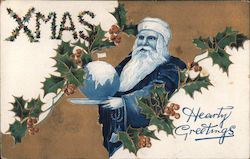 Santa Claus with text XMAS and Hearty Greetings Postcard Postcard Postcard