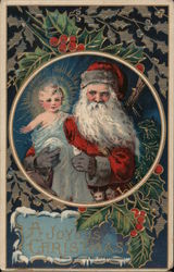 A Joyous Christmas Santa Holding Baby Jesus Santa Claus Postcard Postcard Postcard