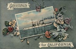 Greetings from California picture of the ship USS Connecticut Postcard