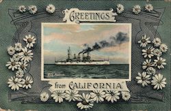 Greetings from California - U.S.S. Minnesota Postcard
