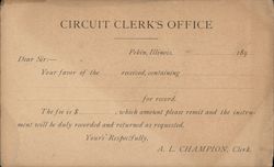 Circuit Clerk's Office; Message From Circuit Clerk About an Instrument Postcard