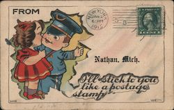 I'll stick to you like a postage stamp Comic Postcard Postcard Postcard