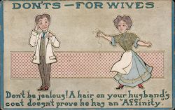 Dont's For Wives - Husband and Wife Arguing Comic Postcard Postcard Postcard