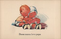 Does Mama Love Papa - Two Babies Snuggled on the Floor Children Charles Twelvetrees Postcard Postcard Postcard