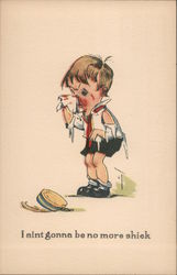 I Ain't Gonna Be No More Shiek - A Little Boy With Torn Clothes and Blood Postcard