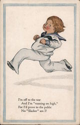 Young Boy Running to War Postcard