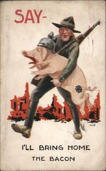 Bring Home the Bacon World War I Bernhardt Wall Postcard Postcard Postcard