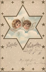 Cherubs on a cloud surrounded by outline of star Angels Postcard Postcard Postcard