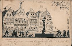 The Silhouettes of People in Front of a Building Postcard