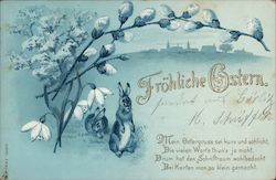 Frohliche Ostern With Bunnies Postcard Postcard Postcard