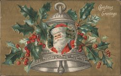 Christmas Greetings - Santa's Picture on a Bell Postcard