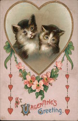 St. Valentines Greetings - Cats and Hearts Postcard