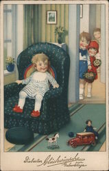 Children Playing in a House Postcard