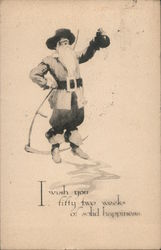 I Wish You Fifty-two Weeks of Solid Happiness. Santa Claus Postcard Postcard Postcard