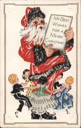 Santa with Children Dancing Around Him Postcard