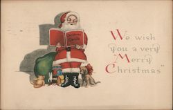 Santa Singing a Christmas Carol Santa Claus Postcard Postcard Postcard