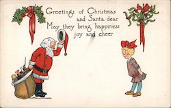 Greeting of Christmas and Santa Dear, May They Bring Happiness Joy and Cheer Postcard