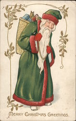 Merry Christmas Greetings - Santa Carrying his Bag Postcard