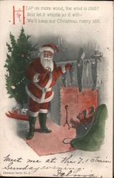 Santa By the Tree with Toys Postcard