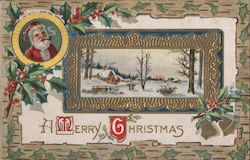 A Merry Christmas Santa and Snowy Scene Postcard