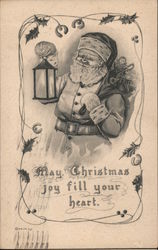 Santa Carrying a Lantern with his Toy Pack Postcard