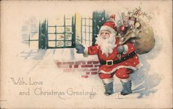 With Love and Christmas Greetings Santa Claus Postcard Postcard Postcard