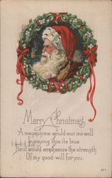 Santa In a Wreath Postcard
