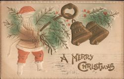 A Merry Christmas Santa Ringing Bells Postcard