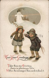 New Year's Greetings Take thou my greeting, there is plenteous love within the message if thou seek Postcard