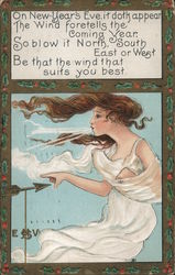 A woman blowing the wind Postcard