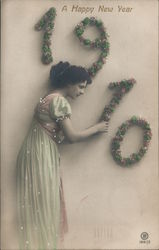 A Happy New Year 1910 Postcard