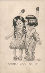 Indian Boy Whispering to Indian Girl Bernhardt Wall Postcard Postcard Postcard