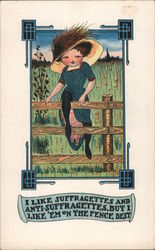 Woman in Polka Dot Dress and Black Stockings - Art Deco Postcard