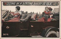 Couple Kissing in Benzine Buggy Couples Postcard Postcard Postcard
