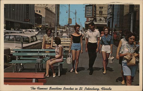 The Famous Sunshine Benches in St. Petersburg, Florida