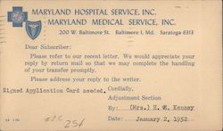 Maryland Hospital Service Postcard