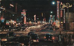 Hollywood Boulevard at Night California Postcard Postcard Postcard