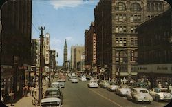 16th St. and Business District in the Heart of Downtown Postcard