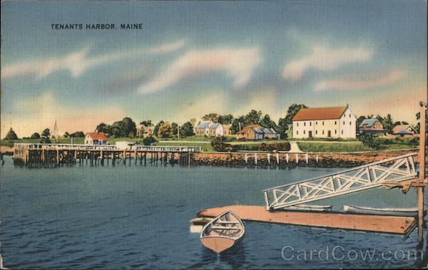 Tenants Harbor docks and boat Maine