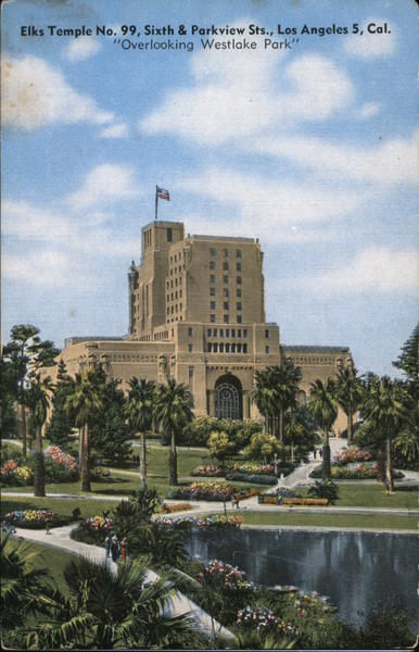 Elks Temple No. 99, Sixh & Parkview Sts., Los Angeles 5, Cal. California