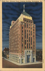 Night View, Alabama Power Company Building Birmingham, AL Postcard Postcard Postcard