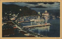 Night Time of the "Isle of Romance," Avalon Bay, Santa Catalina, California Postcard