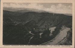 Lookout Mountain Drive, Laurel Canon, Hollywood Postcard