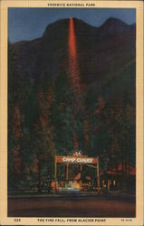 Yosemite National Park. The Firefall , from Glacier Point Postcard Postcard Postcard