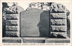 Monument Erected by General Assembly of North Carolina Appomattox, VA Postcard Postcard Postcard