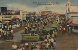 W-32- Boardwalk from Cedar Ave. Wildwood-By-The-Sea, NJ Postcard Postcard Postcard