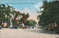 West Broadway at Soldiers' Monument Monticello, NY Postcard Postcard Postcard