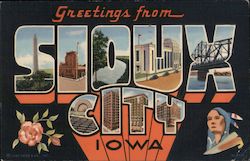 Greetings from Sioux City Iowa Postcard