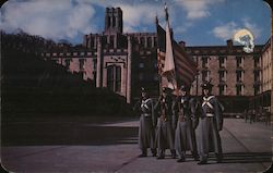 Color Guard of cadets in Central Barracks West Point, N.Y. Postcard